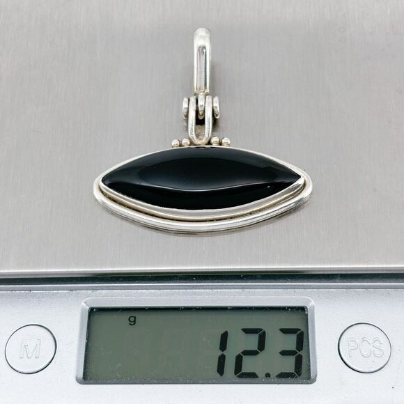 Black Onyx Hinged Pendant | Vintage Sterling Silver 925 - Picture 5 of 6